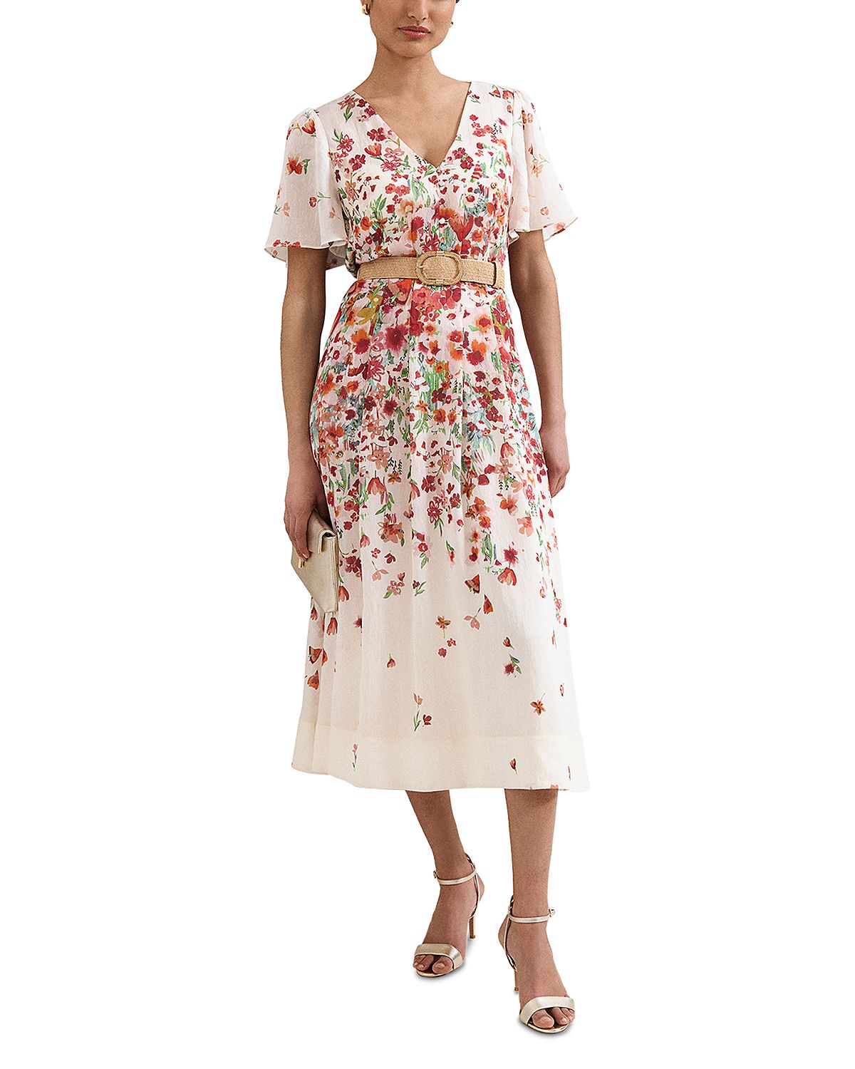 Phase Eight Petites Lovette Cream Floral Midi Dress