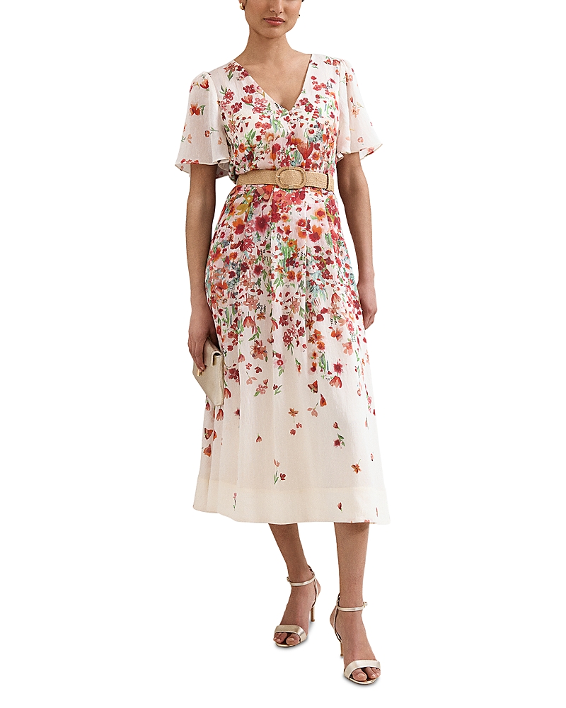 Phase Eight Petites Lovette Cream Floral Midi Dress