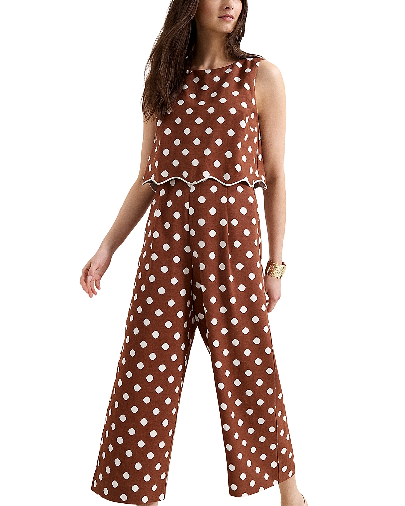 Phase Eight Alia Tan Spot Double Layer Jumpsuit