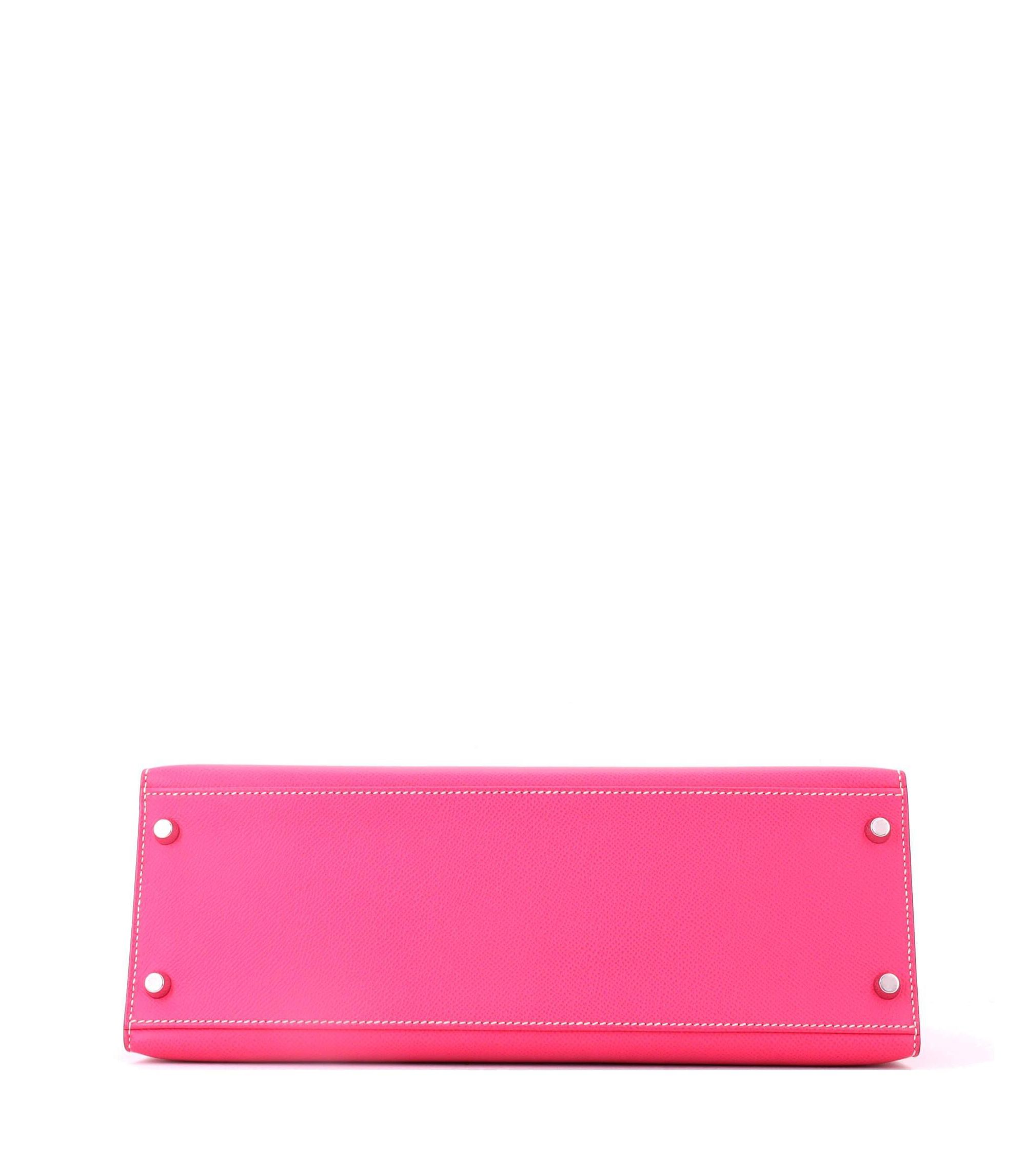 Kelly 32 Handbag Pink Epsom with Palladium Hardware — Image 4