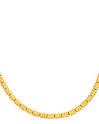 18K & 24K Yellow Gold Vertigo Tube Link Collar Necklace, 16"