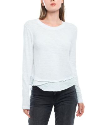  Long Sleeve Mock Layer Hem Tee