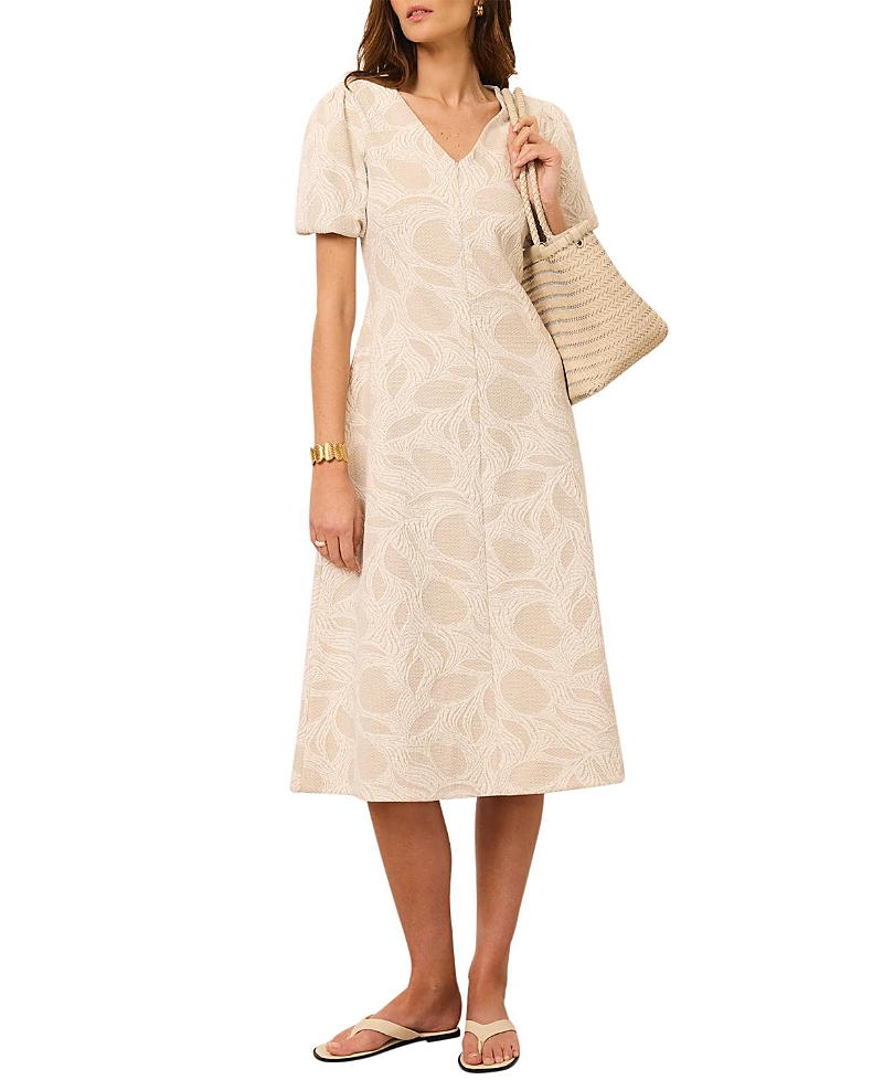 Mint Velvet Women's Jacquard Puff Sleeve Midi Dress