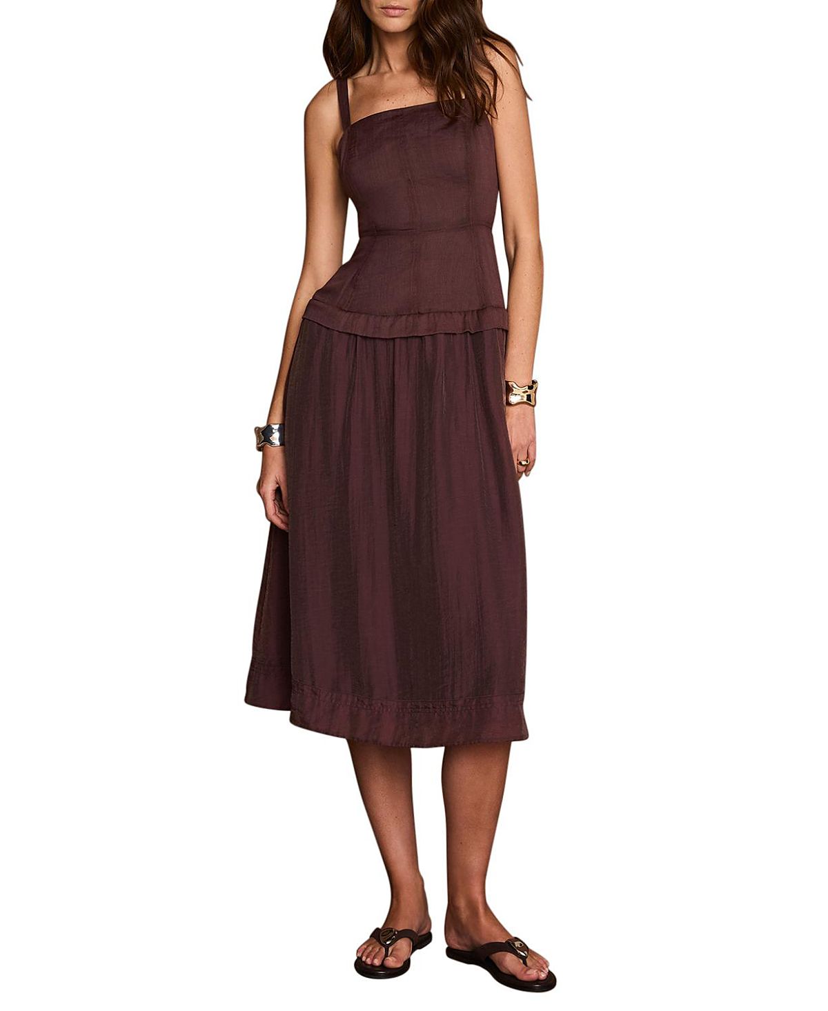 Mint Velvet Women's Ramie Drop Waist Midi Dress