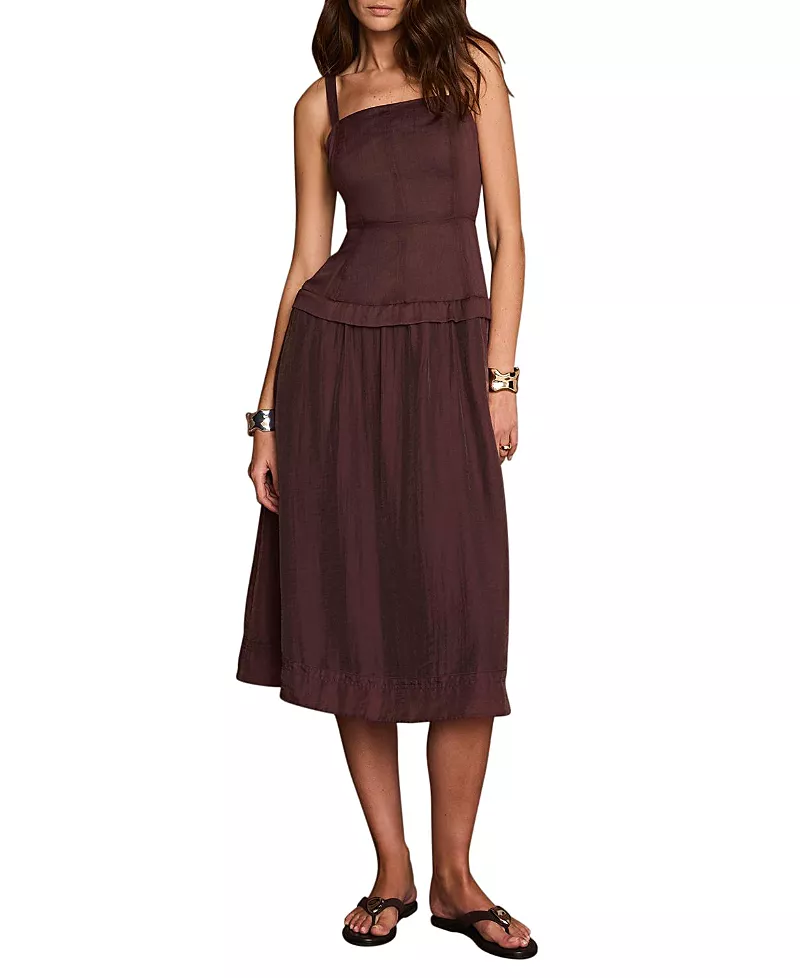 Mint Velvet Women's Ramie Drop Waist Midi Dress