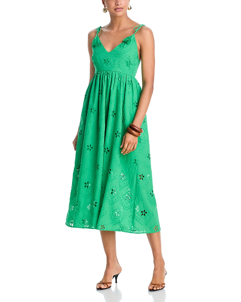 Aqua Embroidered Midi Dress - Exclusive