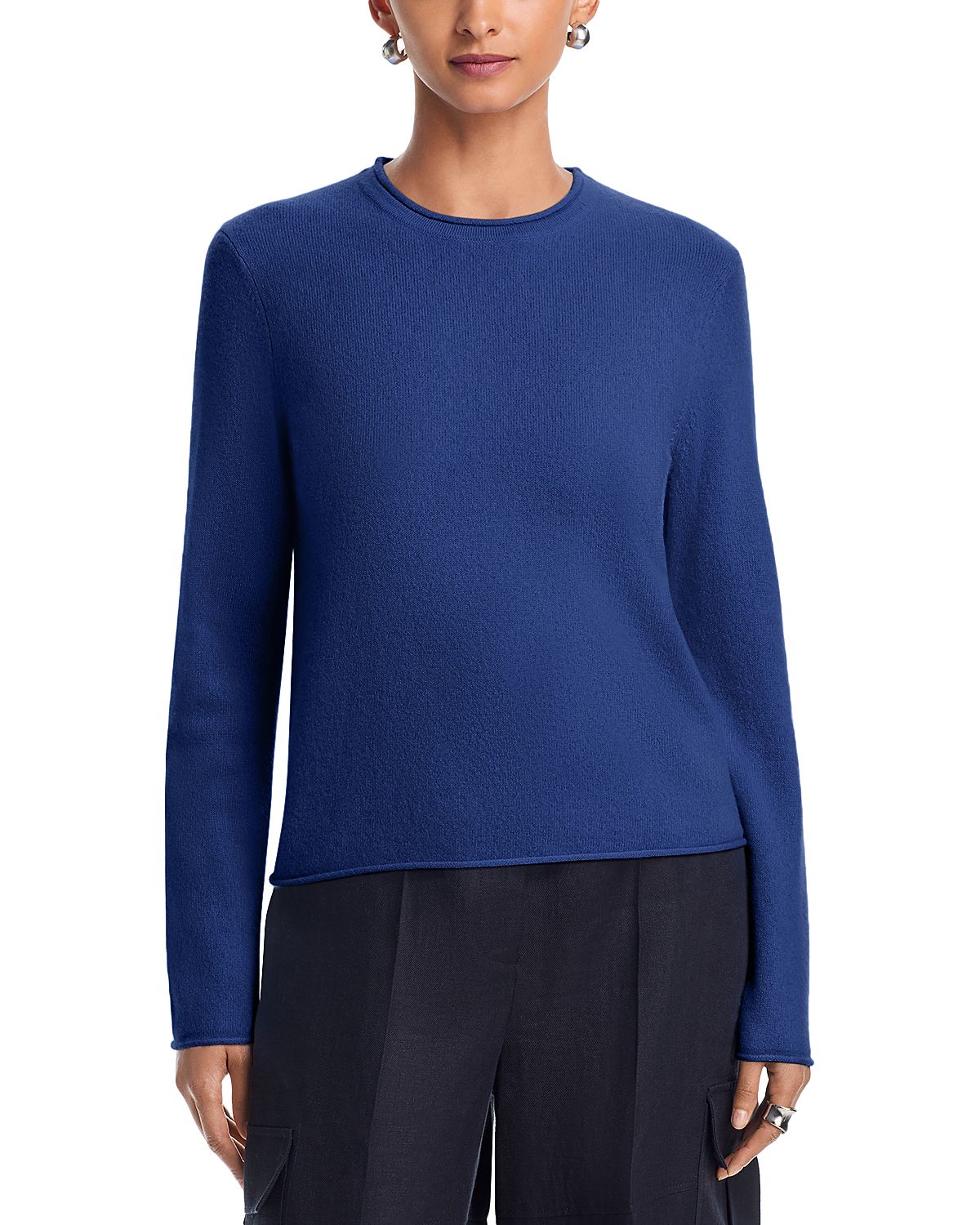 Aqua 100% Cashmere Rolled Edge Sweater - Exclusive