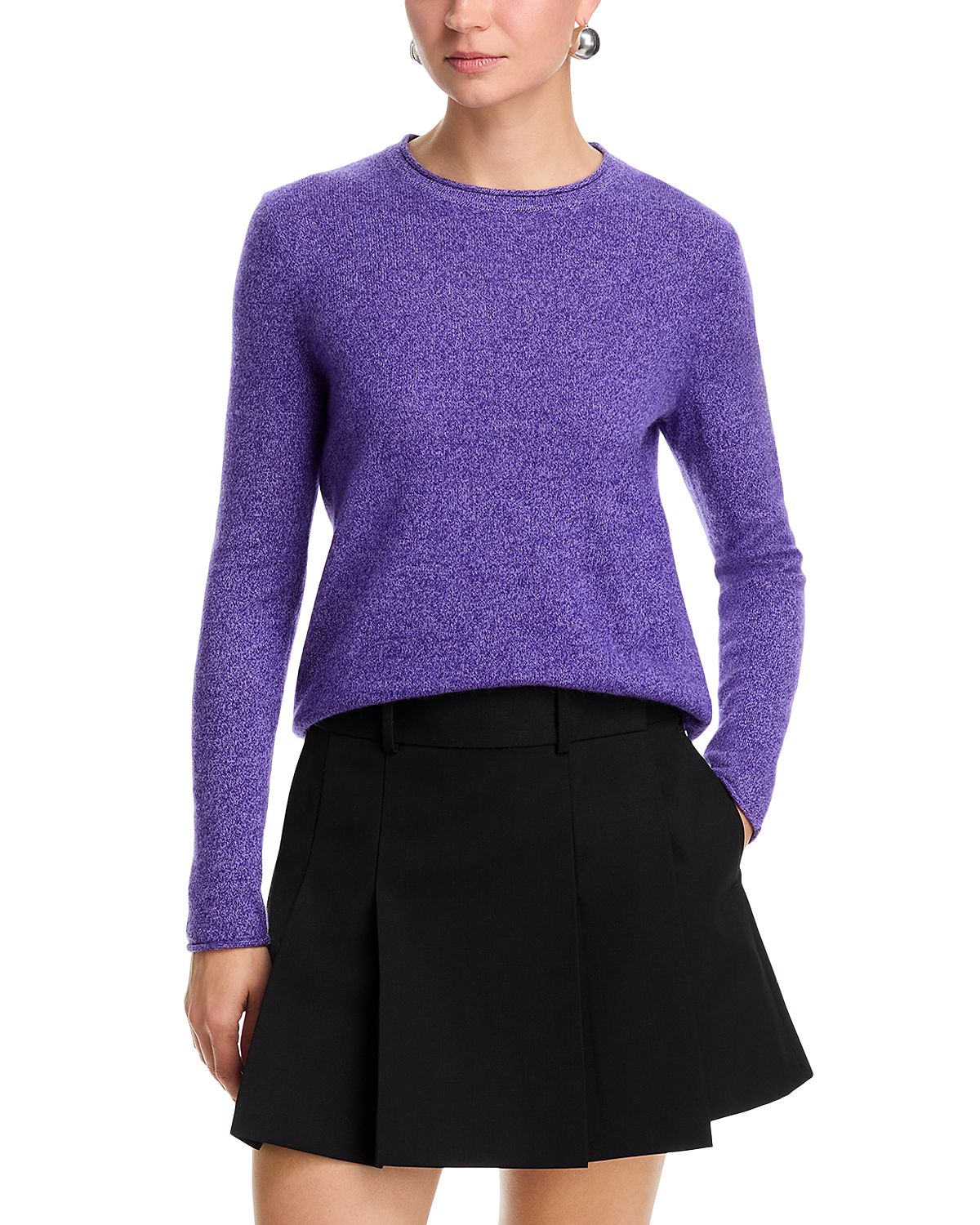 Aqua 100% Cashmere Rolled Edge Sweater - Exclusive