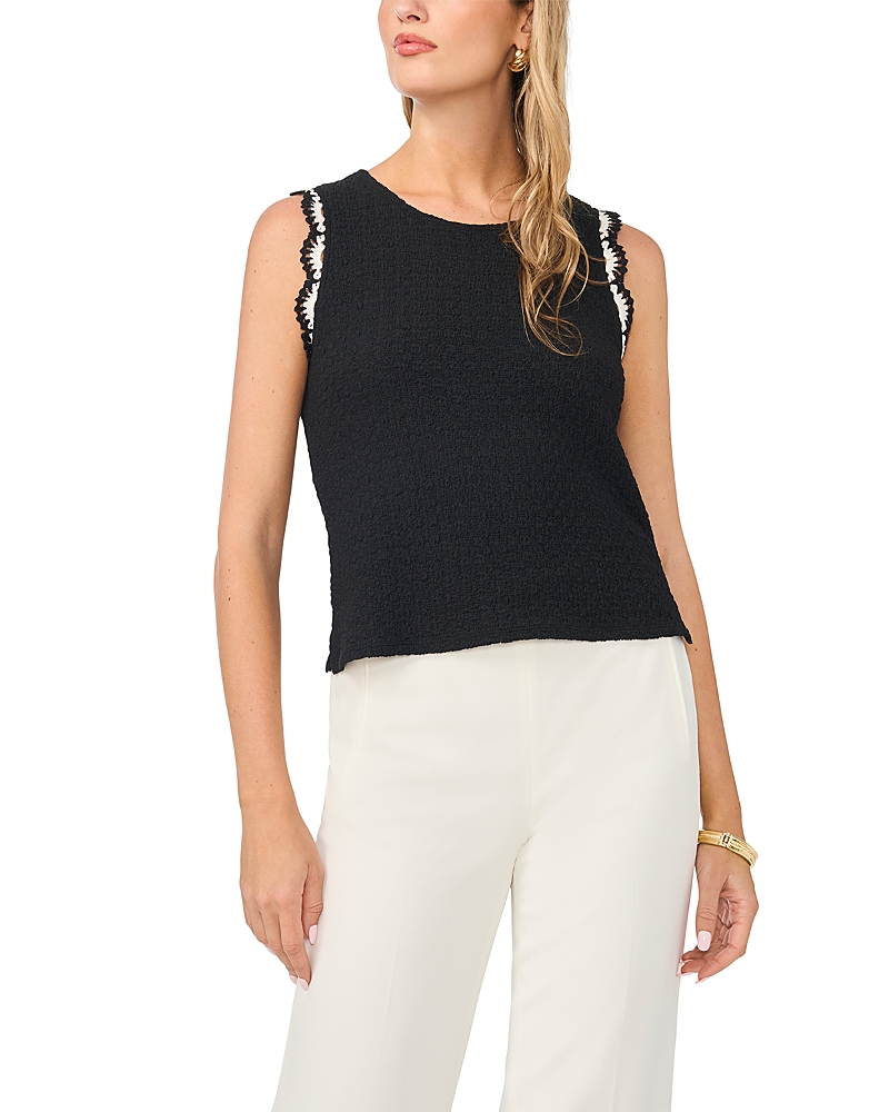 Vince Camuto Scalloped Trim Textured Tank