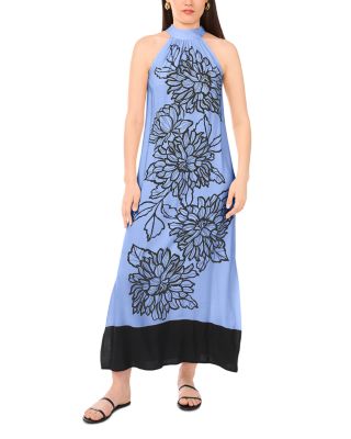 High Neck Floral Print Dress
