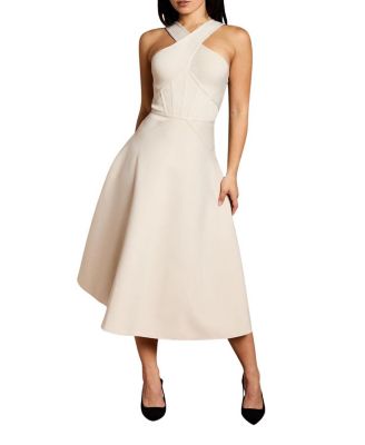 Petite Bandage Cross Neck Midi Dress