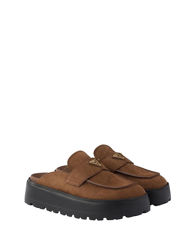 Prada Women's Nubuck Flatform Mules