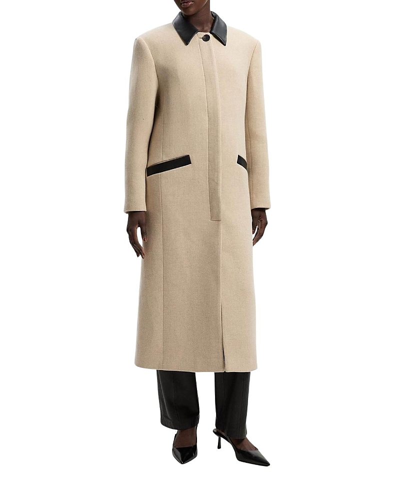 Karen Millen Wool Pu Mix Tailored Midi Coat