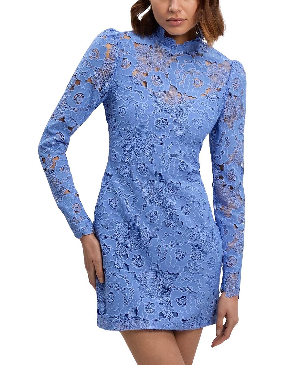 Karen Millen Guipure Lace High Neck Woven Mini Dress