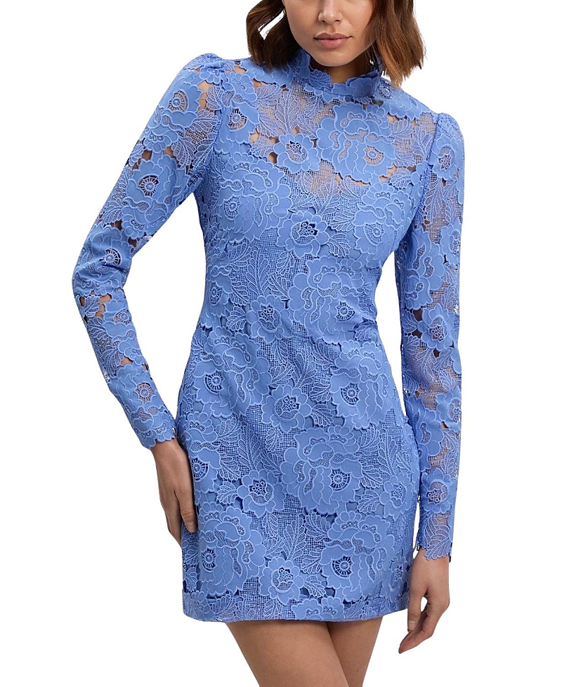 Karen Millen Guipure Lace High Neck Woven Mini Dress