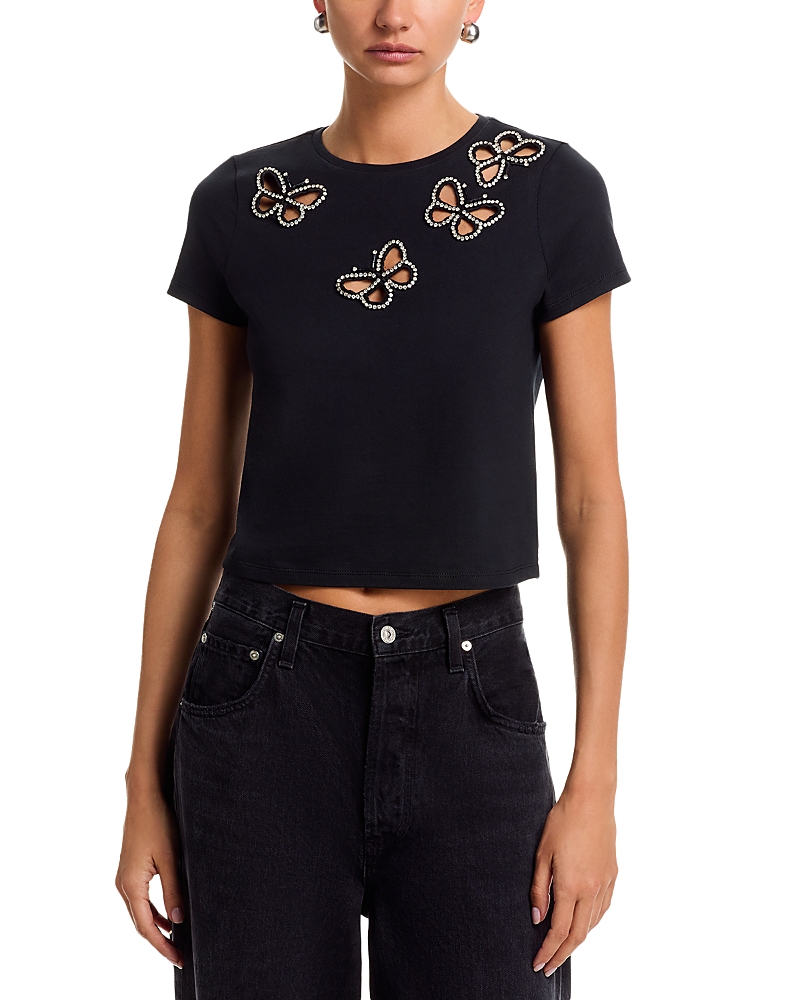 Alice and Olivia Cindy Embellished Cropped Top