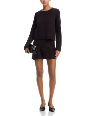 100% Cashmere Brushed Crewneck Sweater & Mini Skirt - Exclusive
