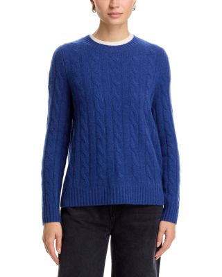 100% Cashmere Cable Knit Crewneck Sweater - Exclusive