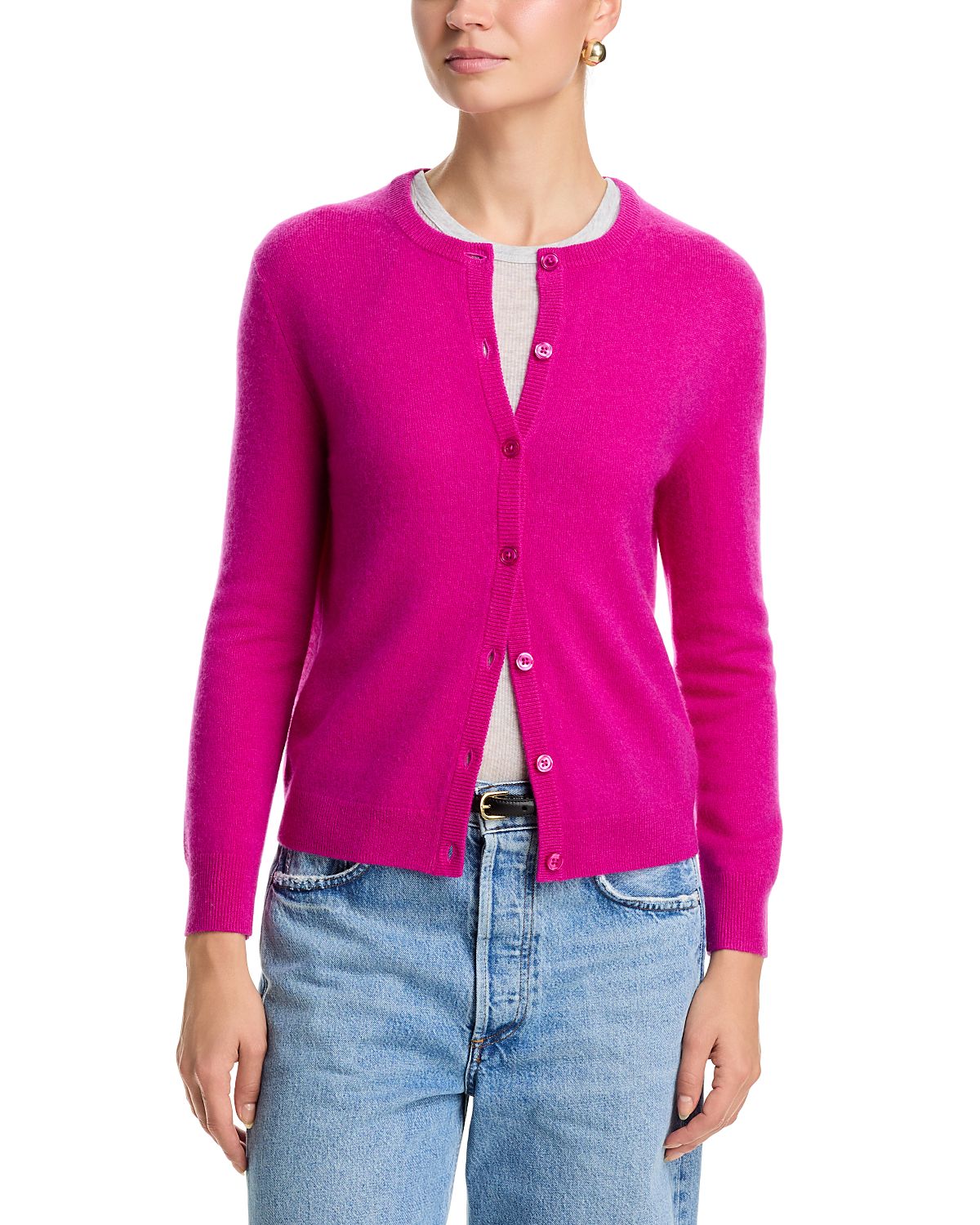 C by Bloomingdale's Cashmere Cashmere Crewneck Cardigan Sweater - Exclusive