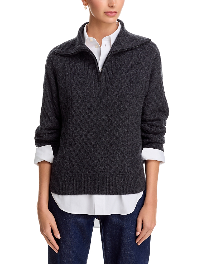 C By Bloomingdale's Cashmere Quarter Zip Cable Knit Sweater - Exclusive