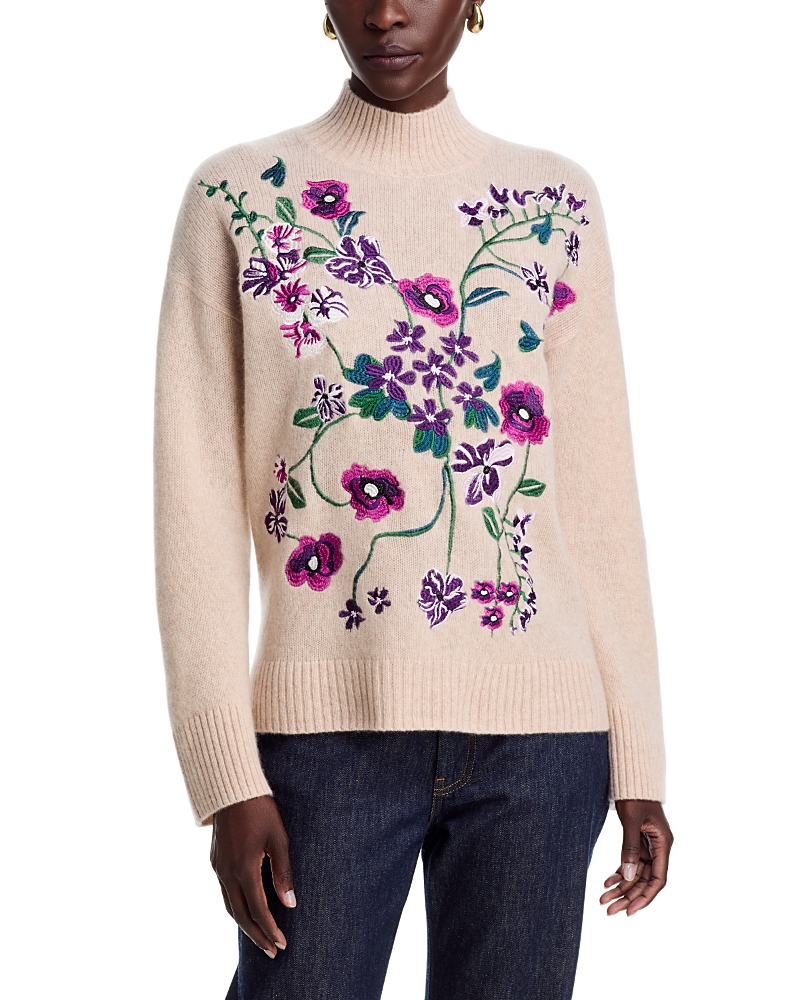 C by Bloomingdale's Cashmere Garden Floral Mock Neck Sweater - Exclusive