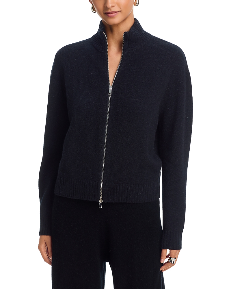Aqua Brushed Cashmere Zip Front Sweater - Exclusive