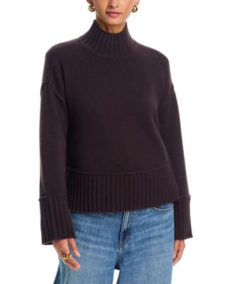 100% Cashmere Boxy Mock Neck Sweater - Exclusive