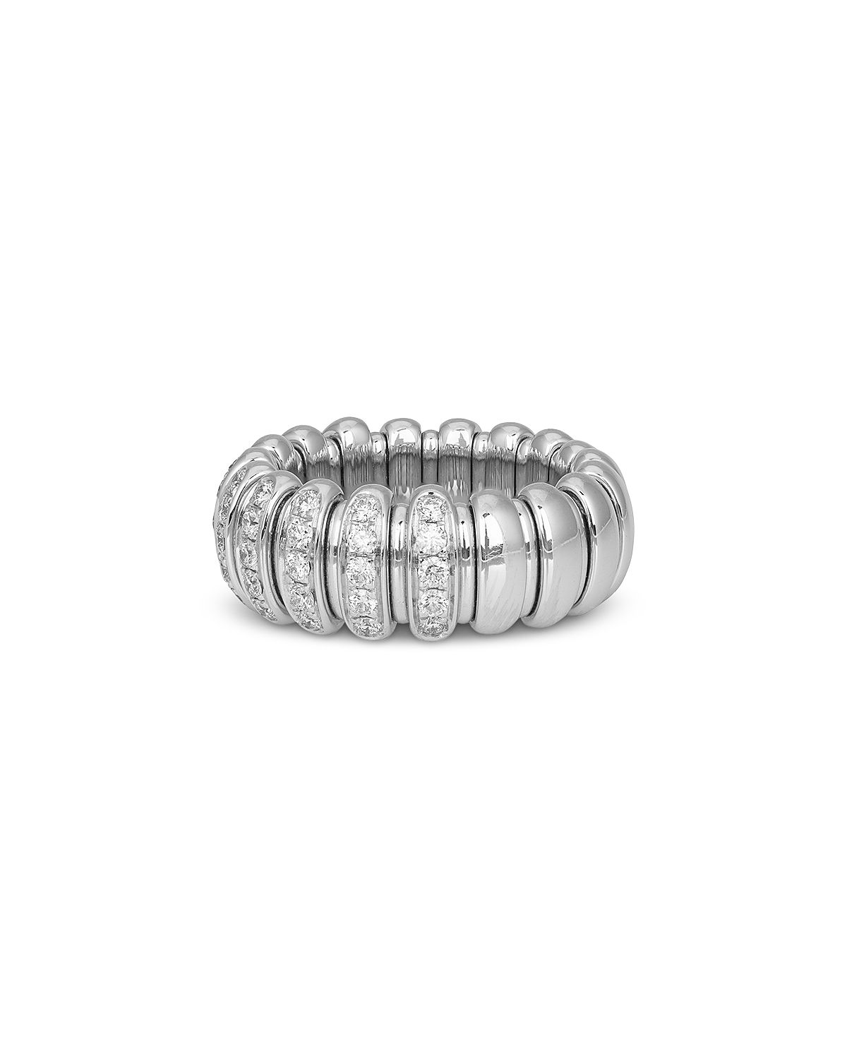 Zydo 18K White Gold Diamond Canale Stretch Ring, 0.73 tcw