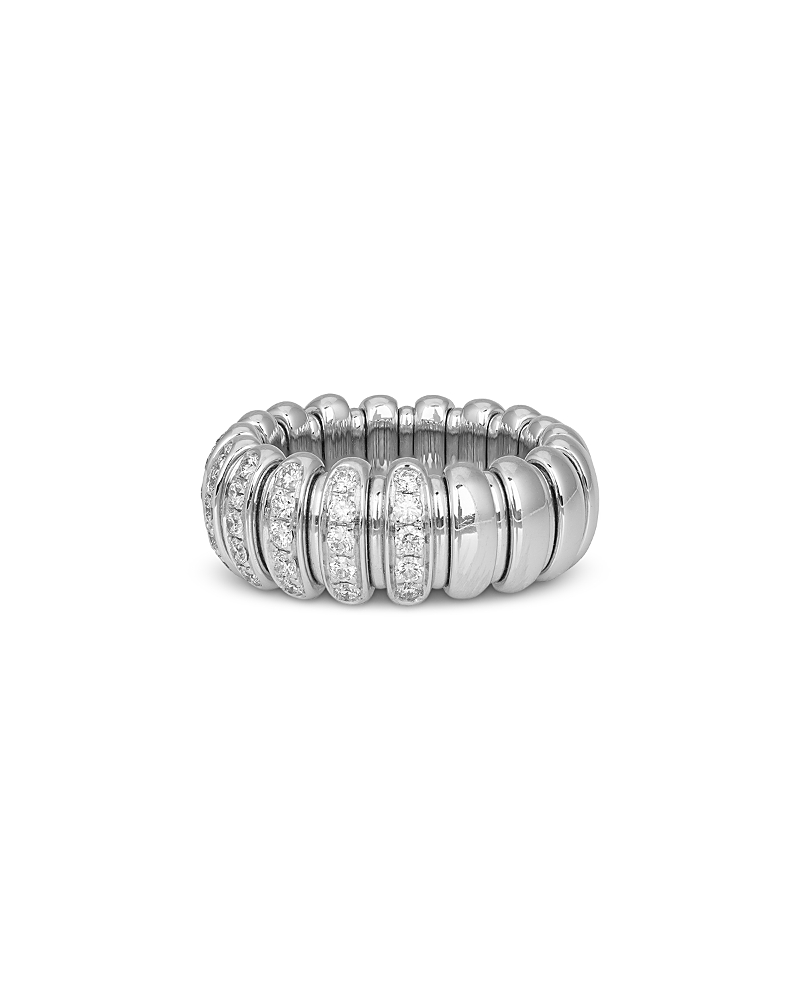 Zydo 18K White Gold Diamond Canale Stretch Ring, 0.73 tcw