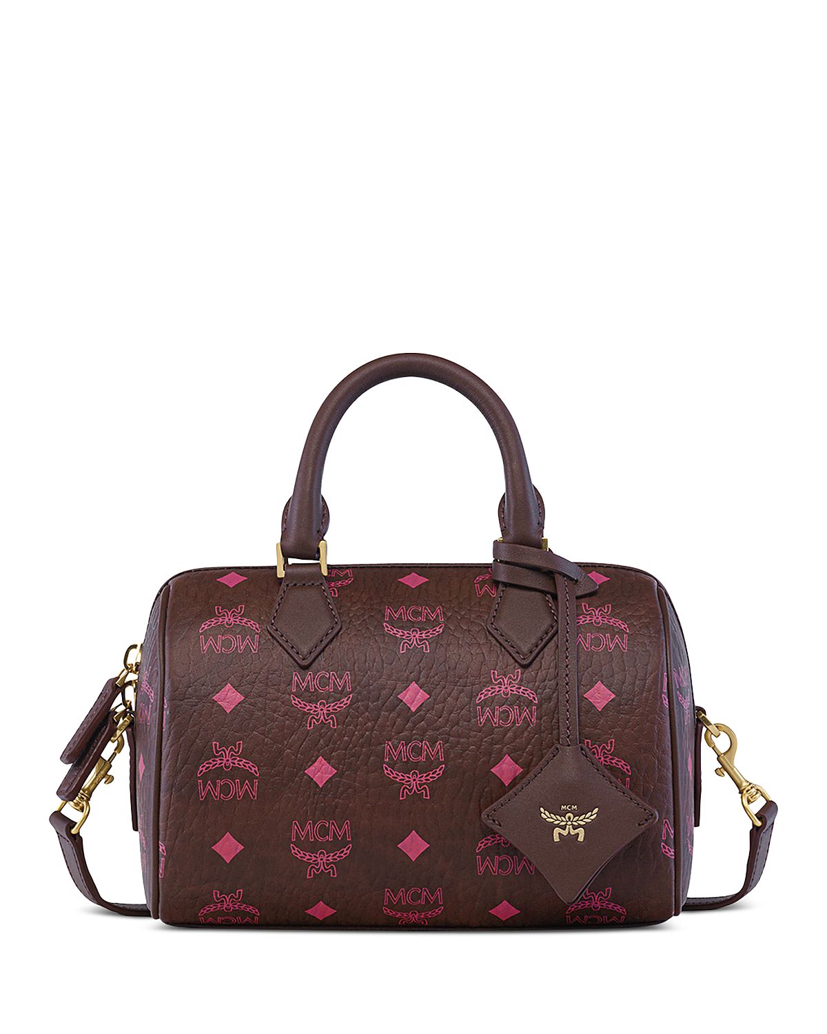 Mcm Ella Boston Small Visetos Leather Shoulder Bag