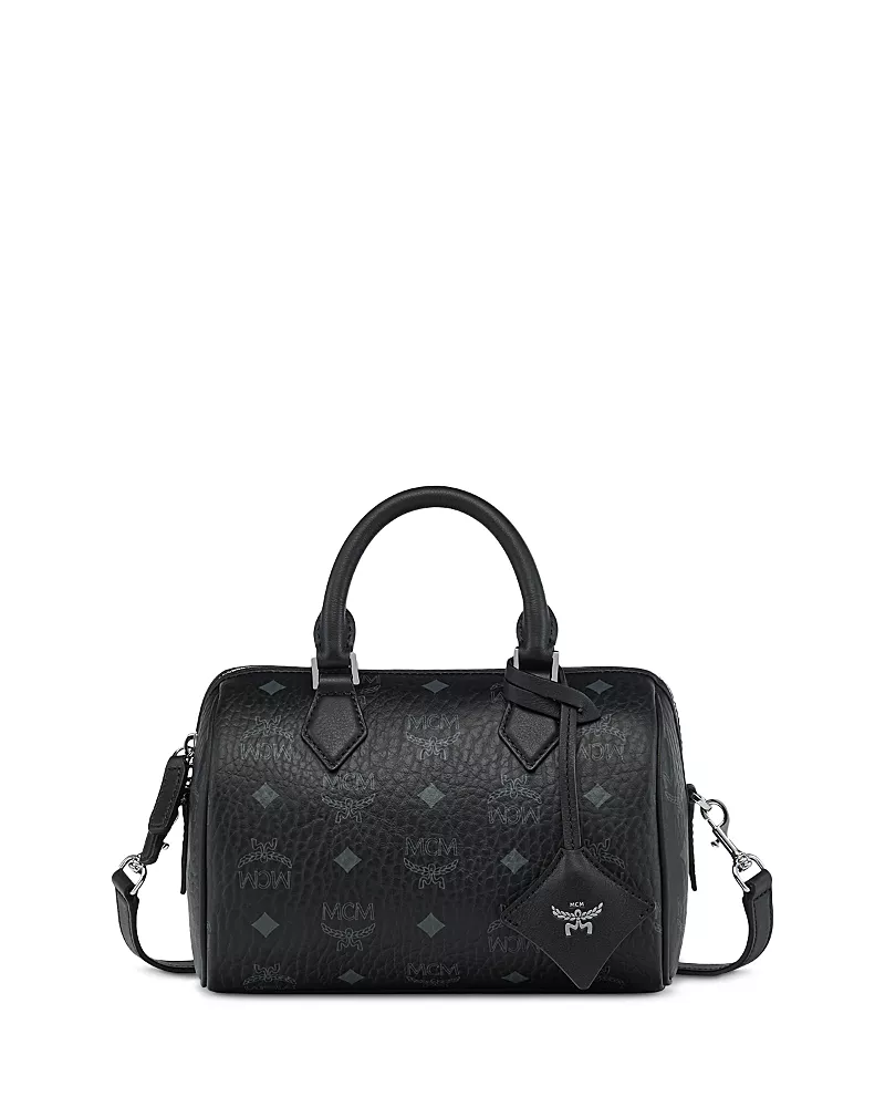 Mcm Ella Boston Small Visetos Leather Shoulder Bag