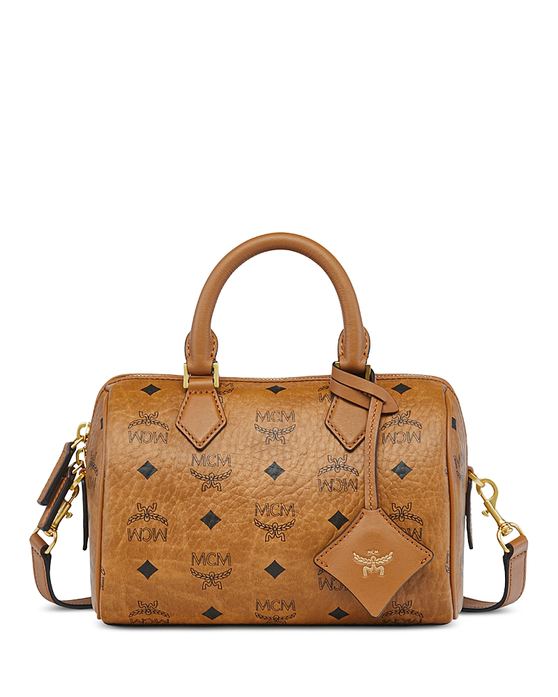 Mcm Ella Boston Small Visetos Leather Shoulder Bag