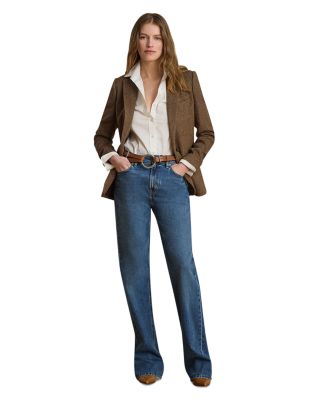 Petites High Rise Straight Jeans in Atlantic Blue