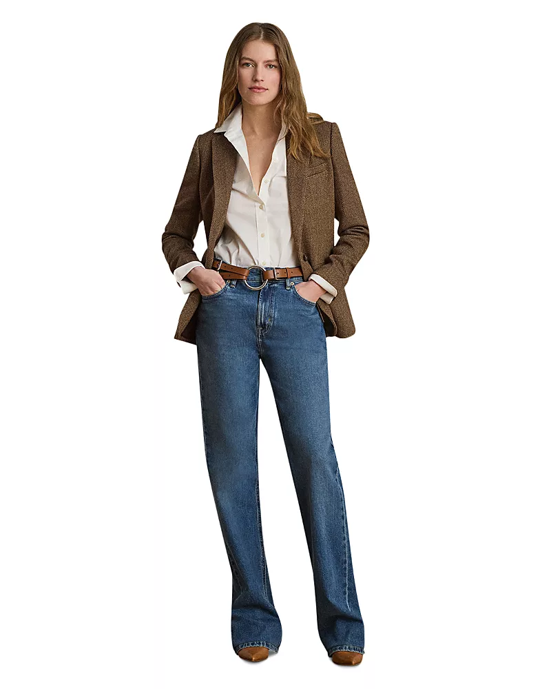 Lauren Ralph Lauren Petites High Rise Straight Jeans in Atlantic Blue