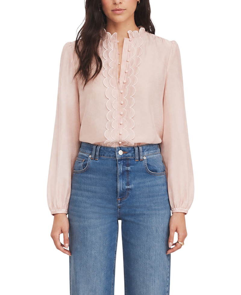 Mint Velvet Women's Embroidered Ruffle Blouse
