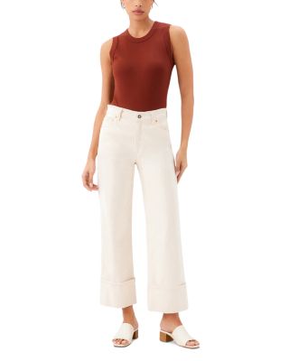 High Rise Cuffed Cropped Jeans in Natural