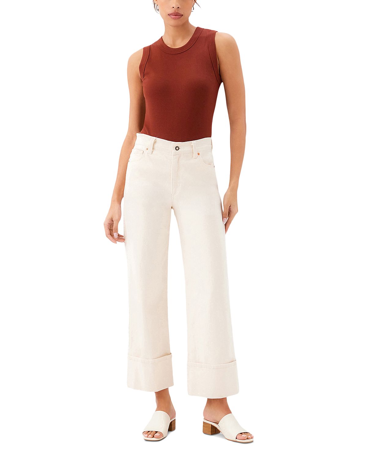 Karen Kane High Rise Cuffed Cropped Jeans