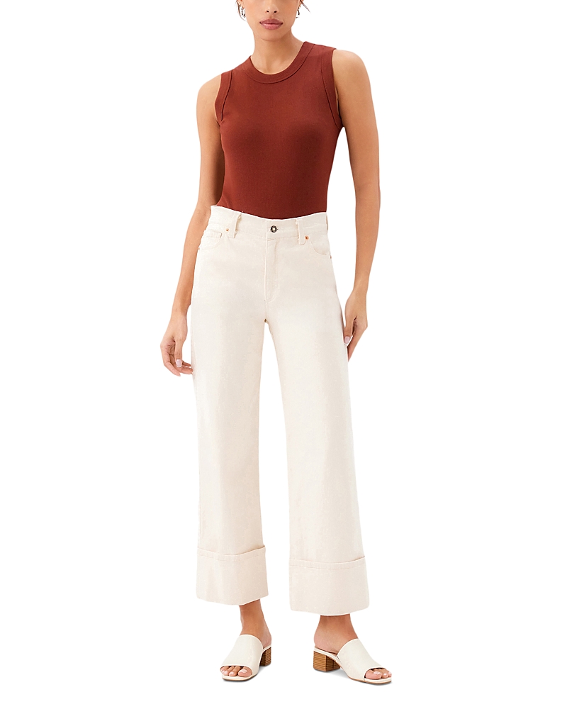 Karen Kane High Rise Cuffed Cropped Jeans in Natural
