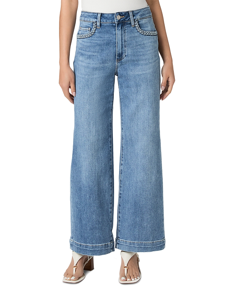 Paige Petite Anessa Braided Pocket High Rise Wide Jeans in Encino