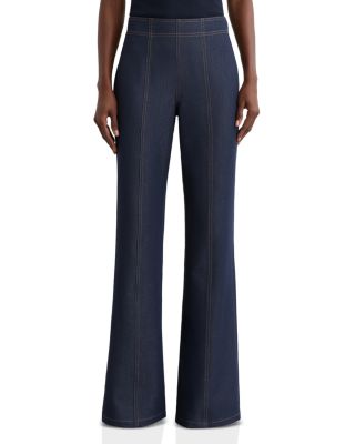 Edie Mid Rise Flare Leg Jeans in Dark Blue
