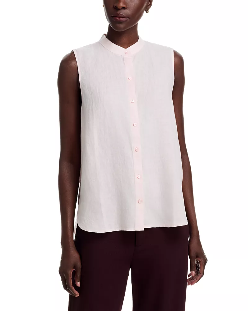 Eileen Fisher Mandarin Collar Linen Shirt