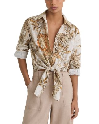 Cece Printed Button Front Shirt 