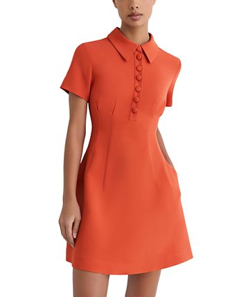 ladies dresses with collars Women Winter Elegant Midi Dress Sailor Collar French Vintage Waist Belt Button waist 33 in Women's Collared Formal Dresses &