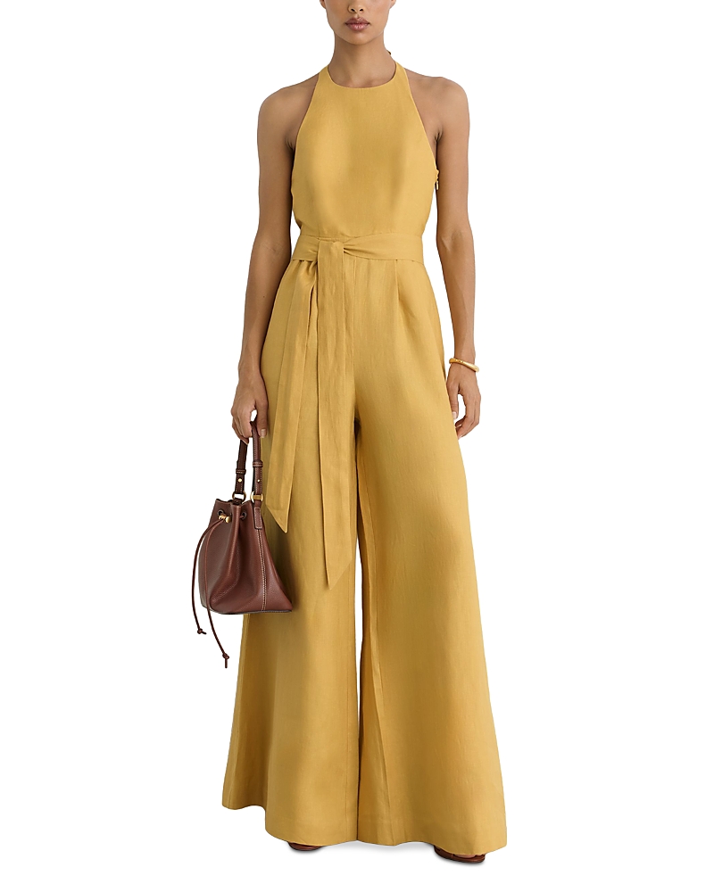 Reiss Della Open Back Linen Jumpsuit