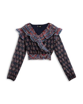 Girls' Long Sleeved Ruffled Top, Big Kid - Exclusive
