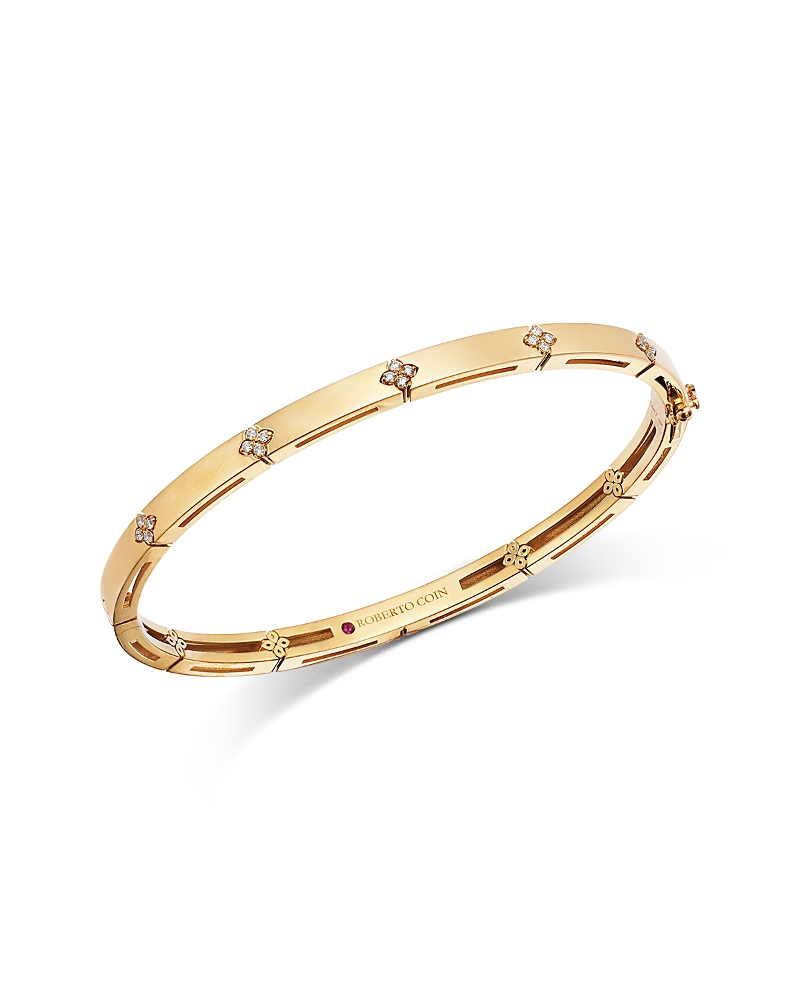 Roberto Coin 18K Yellow Gold Diamond Love in Verona Bangle Bracelet, 0.10 tcw · OS