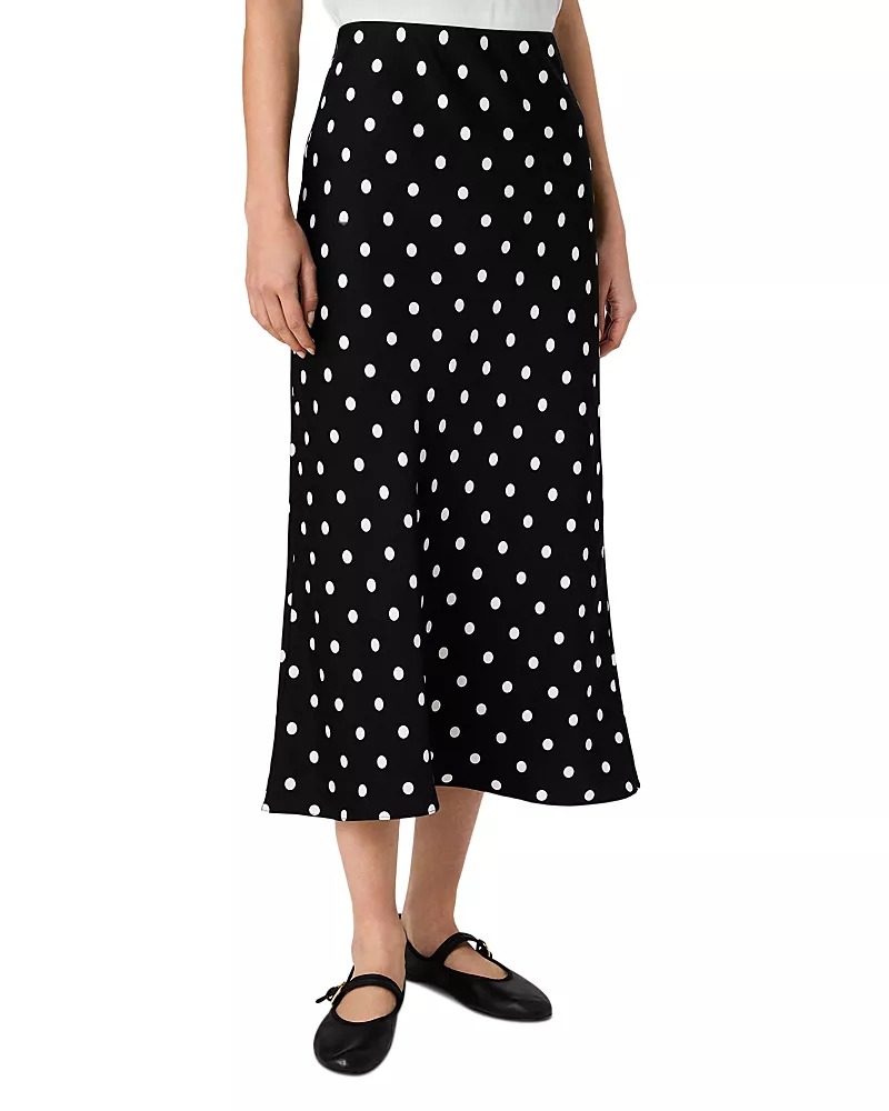 French Connection Ennis Satin Polka Dot Midi Skirt