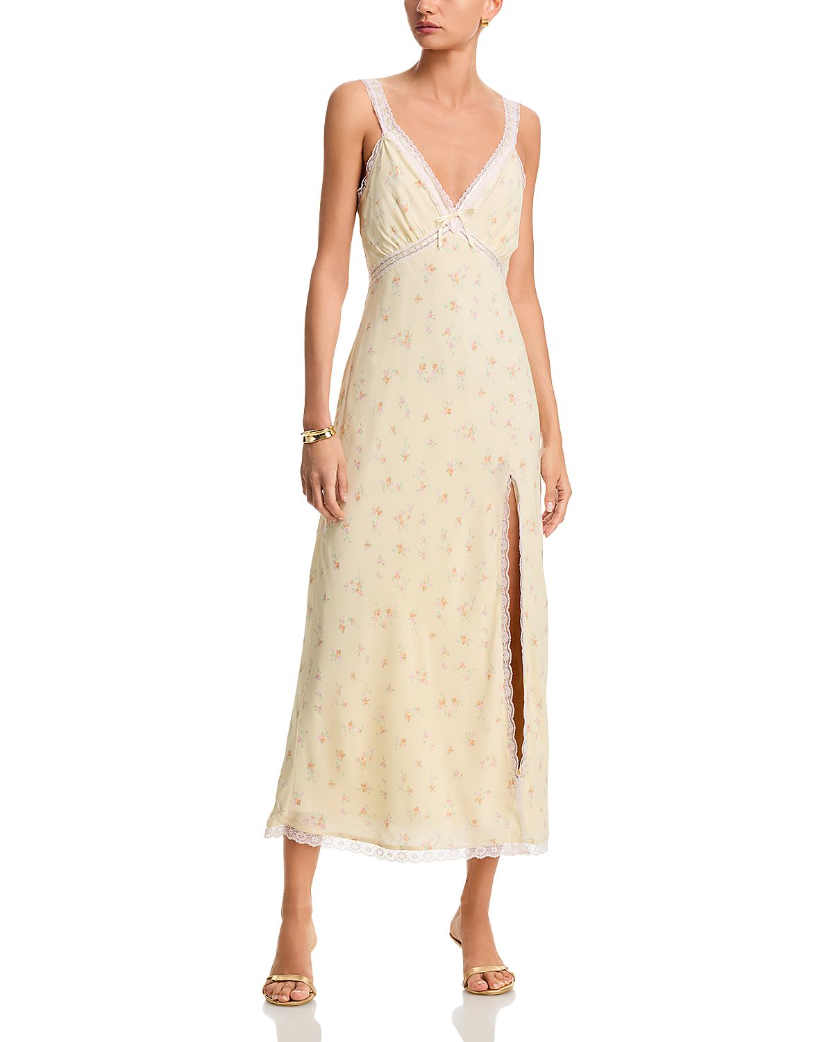 LoveShackFancy Beverly Lace Trim Midi Dress