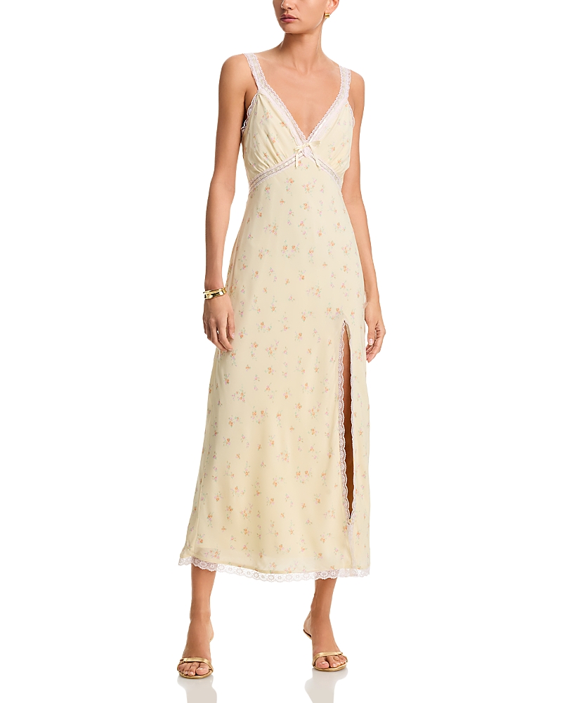LoveShackFancy Beverly Lace Trim Midi Dress