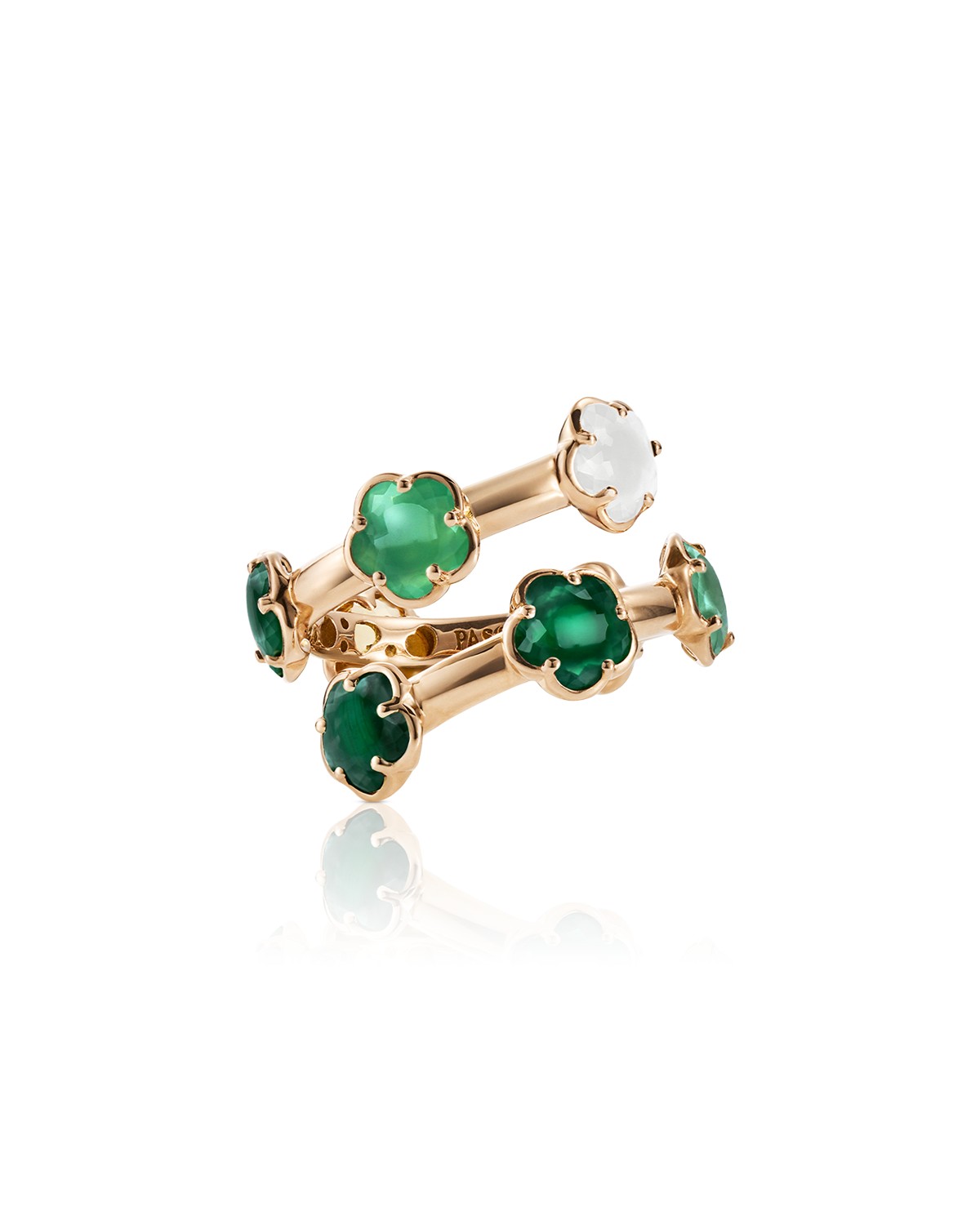 18K Rose Gold Figlia dei Fiori Multi Stone & Diamond Accent Coil Ring